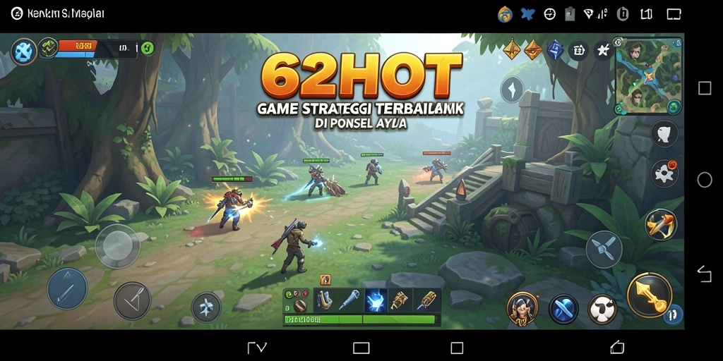Tangkapan layar utama permainan 62HOT menampilkan pertempuran strategis yang seru.