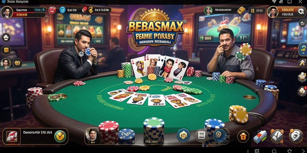 Tampilan gameplay seru BEBASMAX dalam permainan poker.