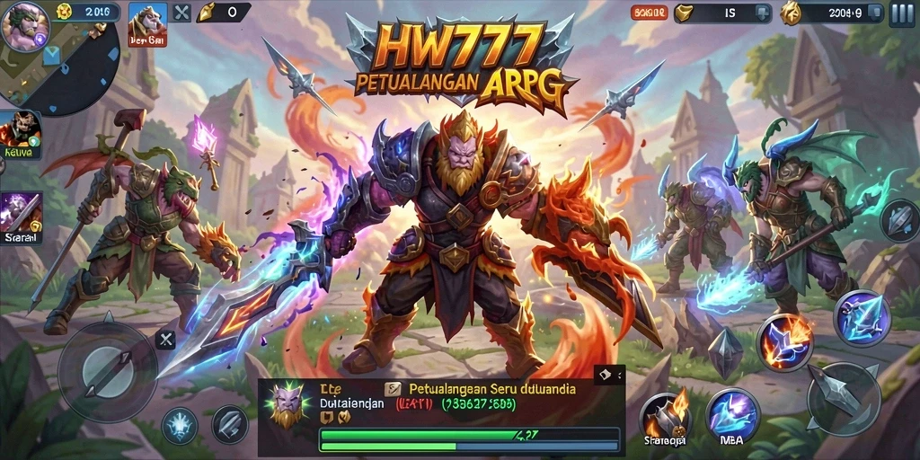 Tampilan gameplay HW777 dengan pertempuran yang seru dan grafik menawan.