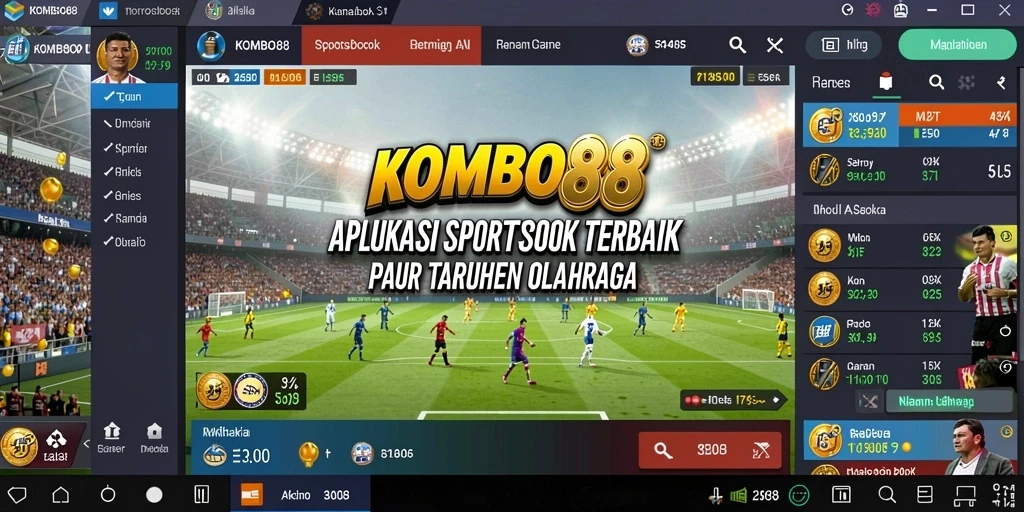 Tampilan utama KOMBO88 dengan fitur taruhan olahraga yang menarik.