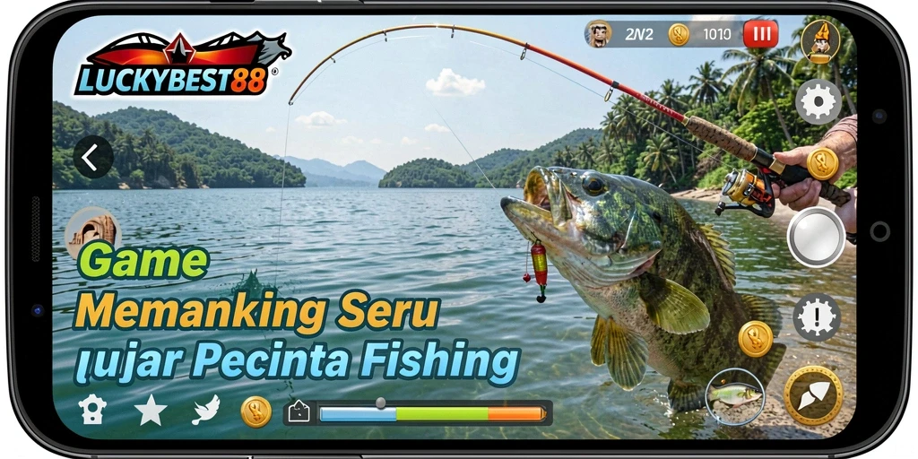 Screenshot gameplay LUCKYBEST88 menampilkan aksi memancing yang mendebarkan.