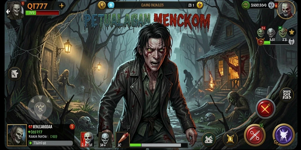 Tampilan gameplay QT777 yang mencekam dengan atmosfer horor yang intens.