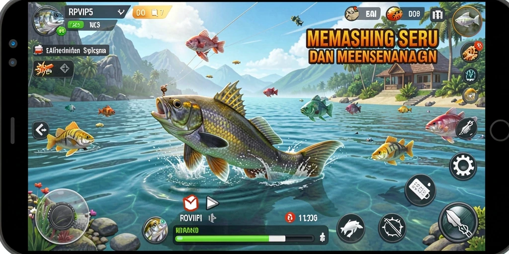 Tampilan permainan RPVIP5 dengan aksi memancing yang seru.