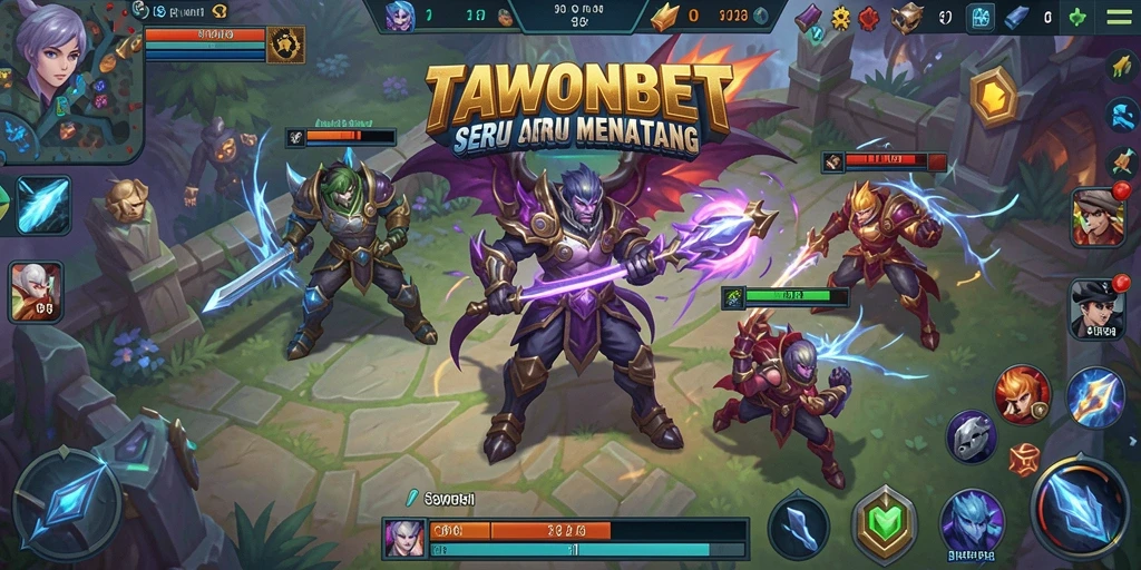 Gameplay seru dalam TAWONBET dengan karakter unik MOBA.