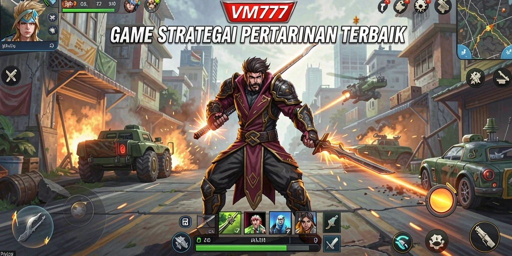 Screenshot menunjukkan pertempuran strategis dalam permainan SLG.