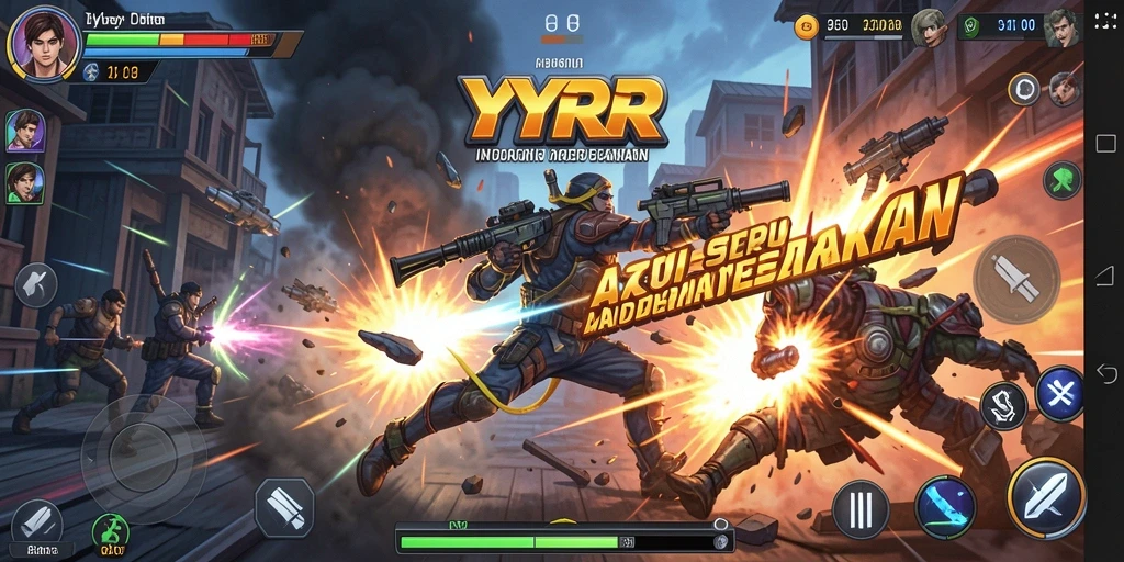 Tampilan gameplay YYRR yang mendebarkan dan penuh aksi.